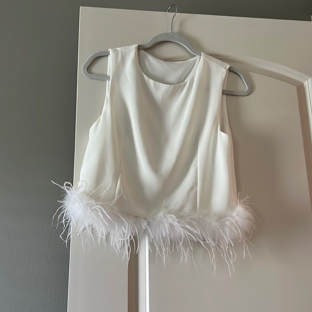 White feather crop top